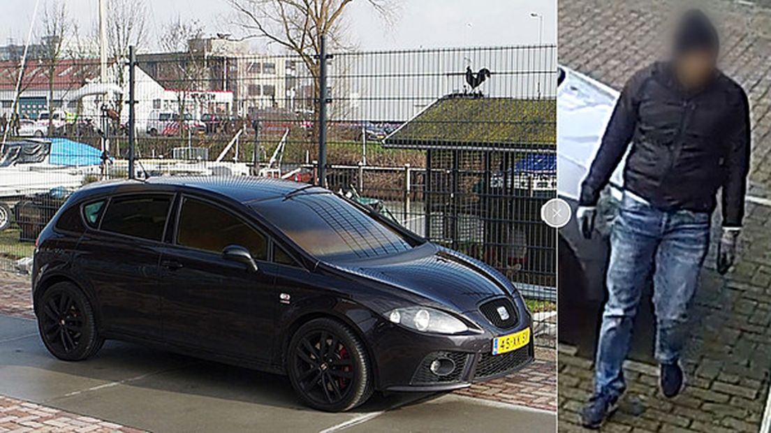 Bewakingsbeelden van de verdachte en de auto waarin hij reed.