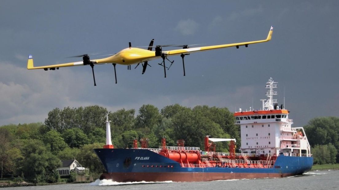 Testvlucht van een drone bestemd voor medische goederen