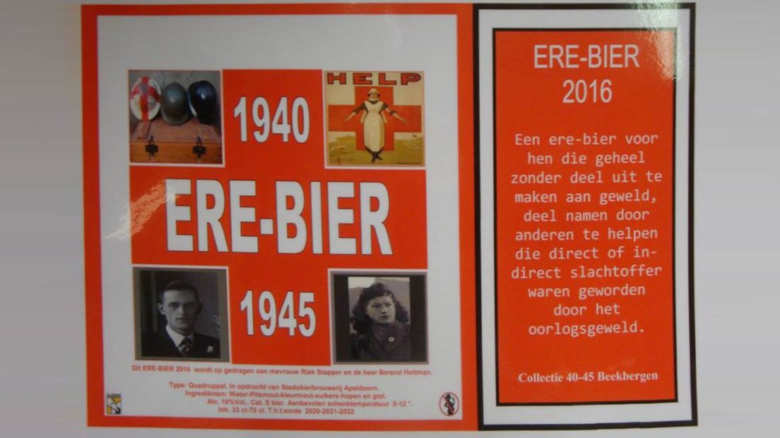 Het Ere-Bier 2016 wordt opgedragen aan Berend Holtman, een Apeldoornse hulpverlener die omkwam bij een beschieting op 26 september 1944. Jaarlijks wordt het biertje gemaakt als eerbetoon aan iemand die een belangrijke bijdrage heeft geleverd aan de Bevrijding.
