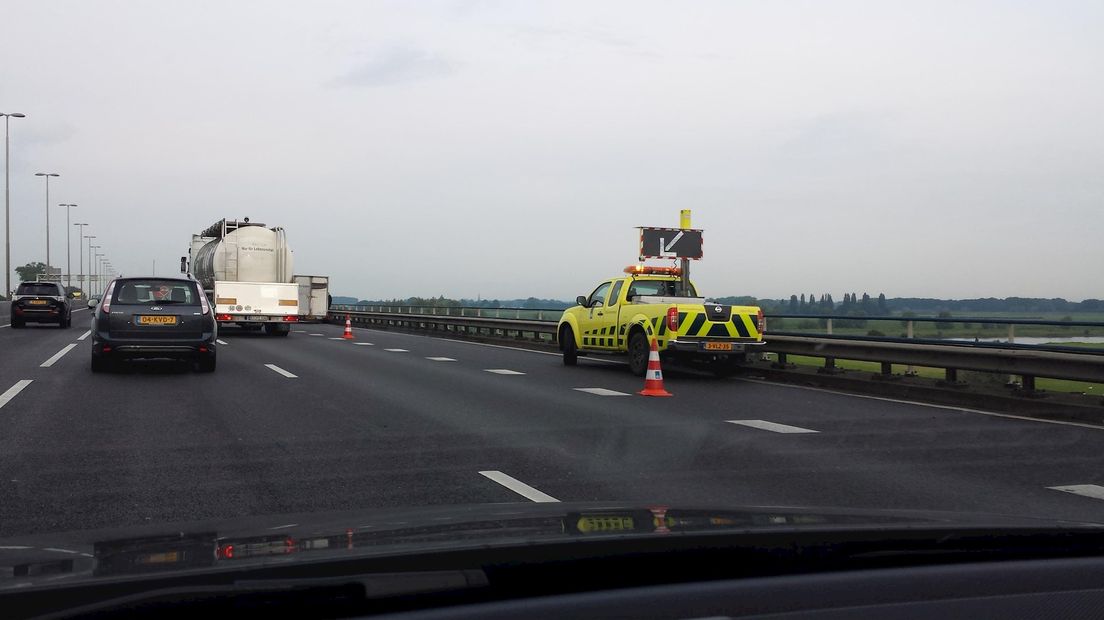 File op A1 na ongeluk bij Deventer