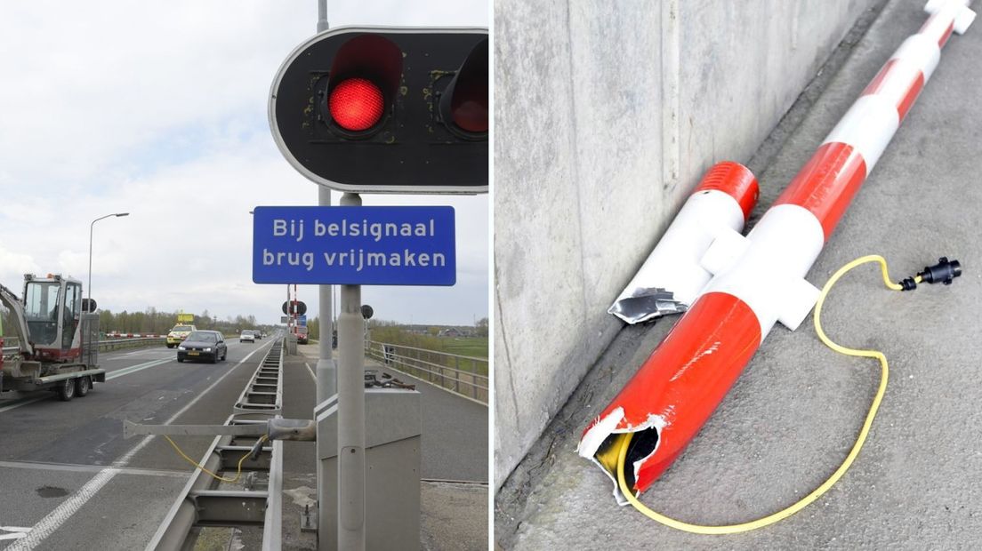Een kapot gereden slagboom (ter illustratie)