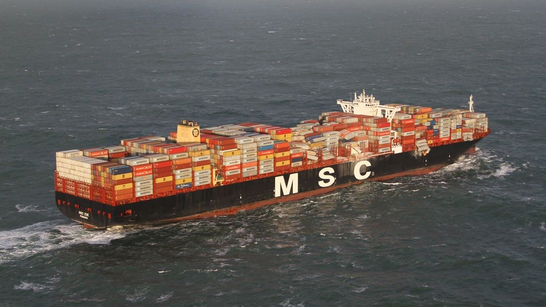 De MSC Zoe waar begin 2019 342 containers af vielen