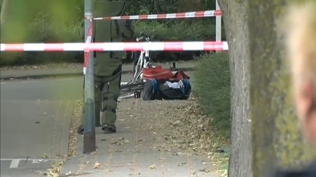 De tas met explosieven die in Doesburg door de EOD tot ontploffing werd gebracht