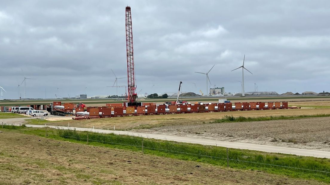 De bouw van windmolens in Oudeschip