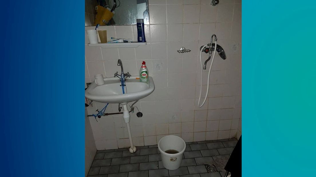 De badkamer, met douche en wasgelegenheid
