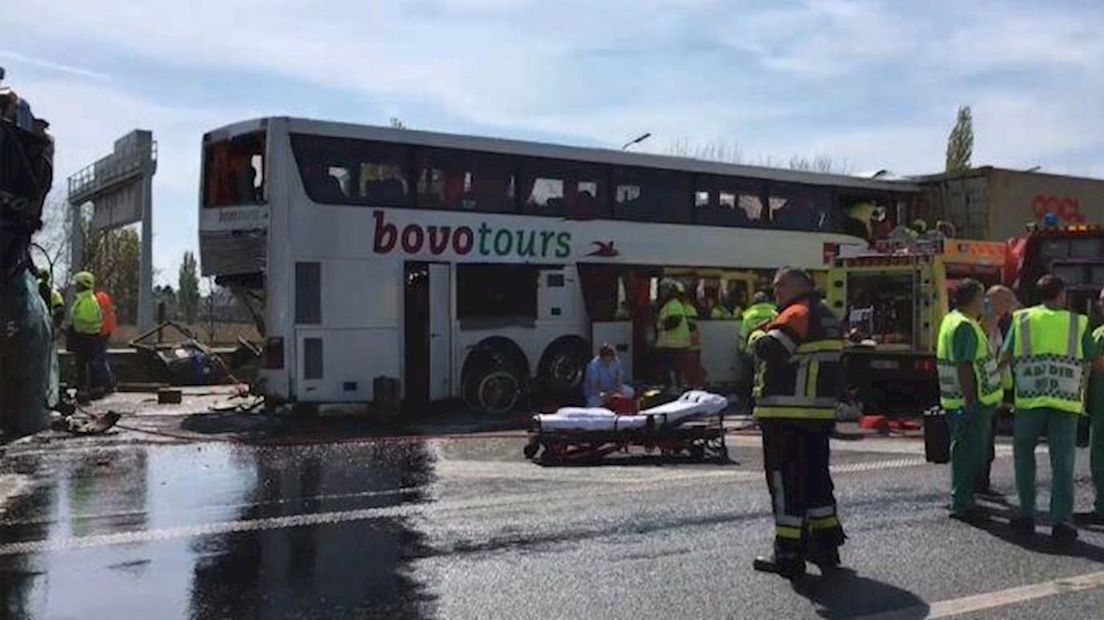 De verongelukte bus in België