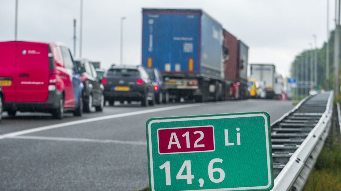 File op de A12, foto ter illustratie