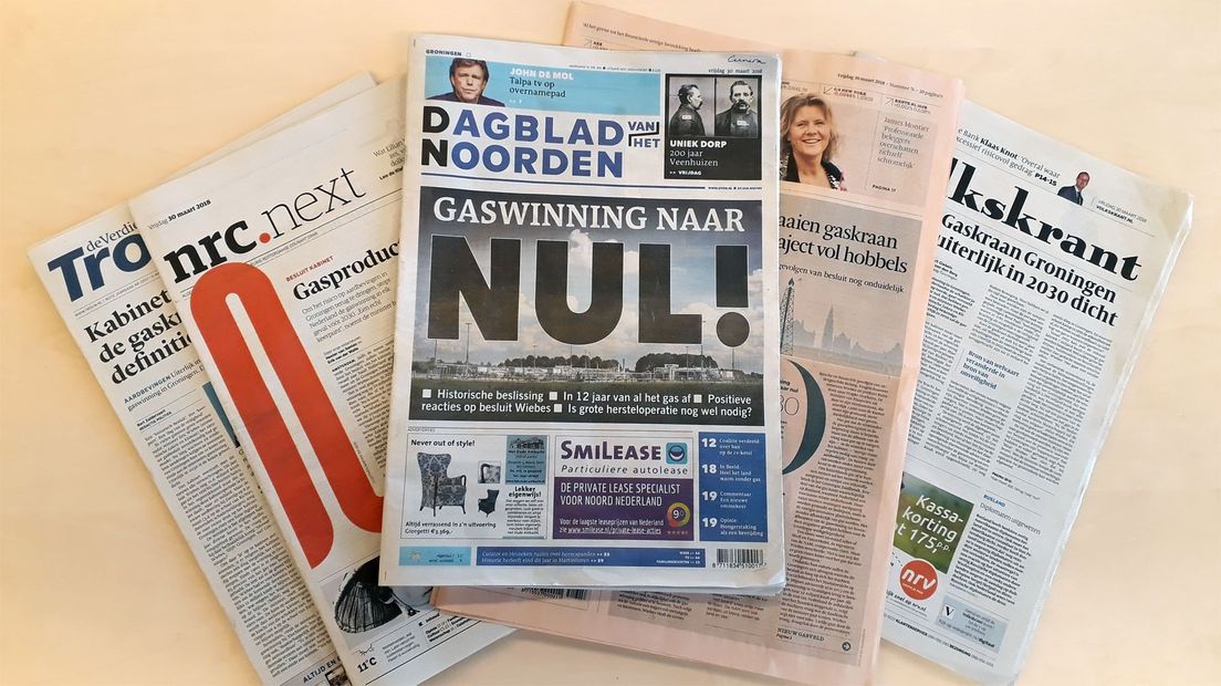 Het historische gasbesluit haalt bijna alle voorpagina's