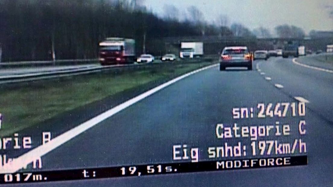 De pieksnelheid bedroeg bijna 200 kilometer per uur