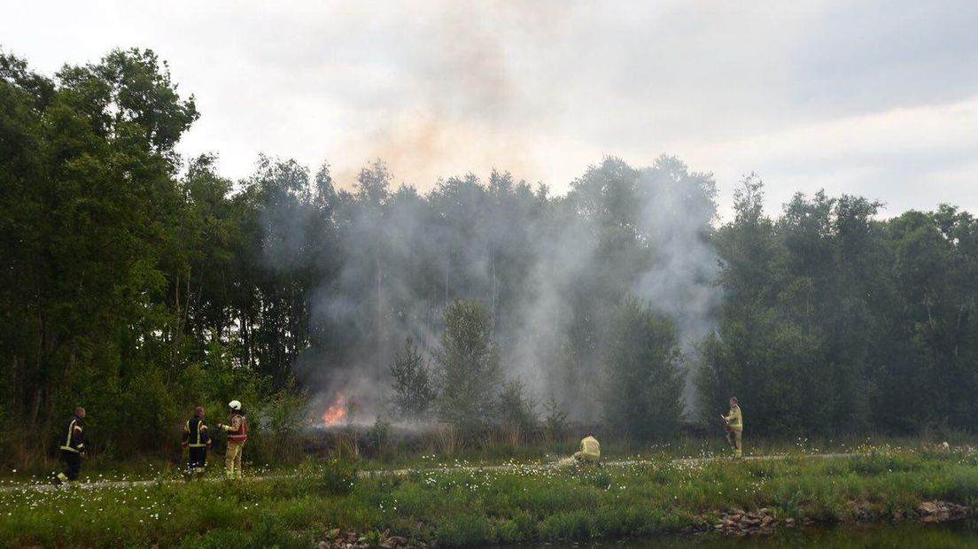 In Klazienaveen was er een klein natuurbrandje. De brandweer had de situatie snel onder controle (Rechten: De Vries Media)