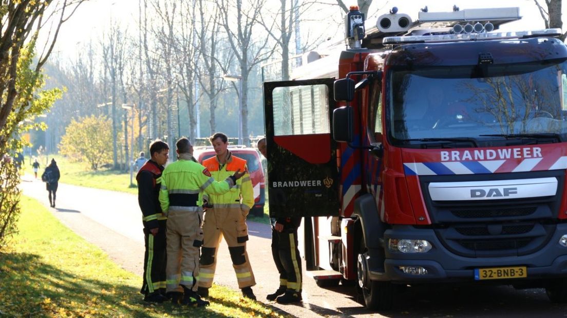 Firefighters at the sports ground in Lewenborg