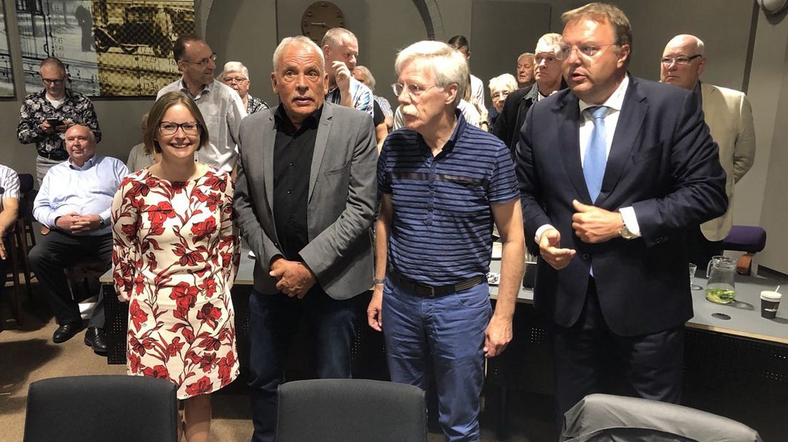 De vier wethouders vlnr: Laura Broekhuizen, Bard Boon, Kees Swagerman, Erich Wünker