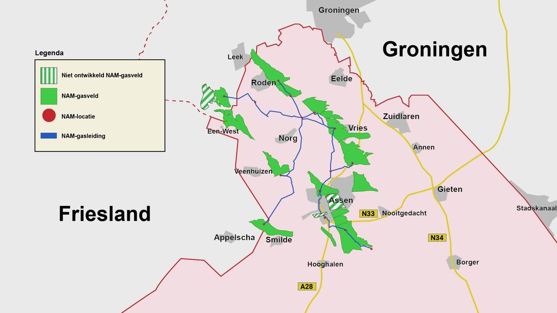 De NAM wil het laatste gas winnen uit deze elf kleine velden in Noord-Drenthe (Rechten: RTV Drenthe / Jörn Reuvers)
