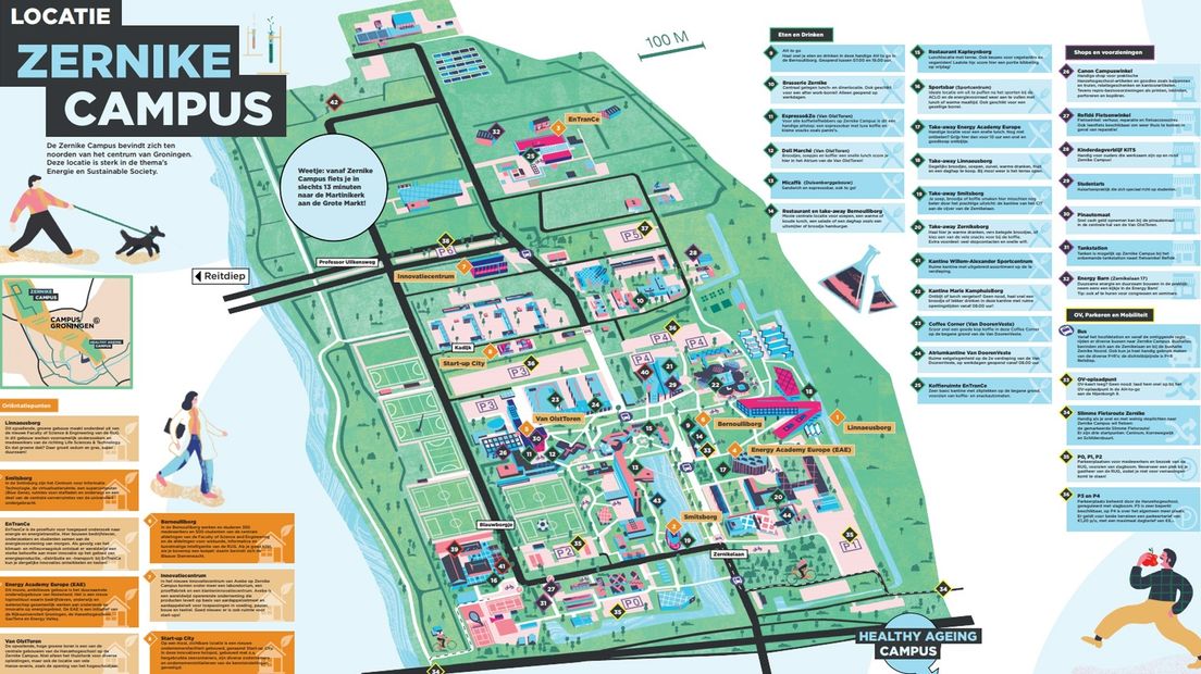 Kaart  van de campus op Zernike