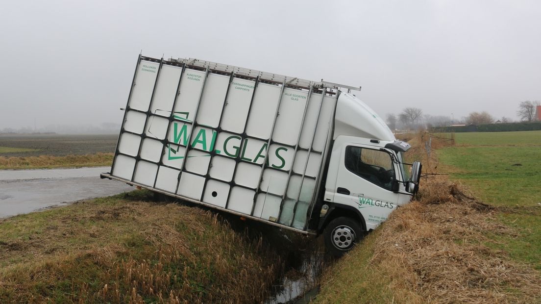 Glaszetter belandt bij Zoutelande in de sloot