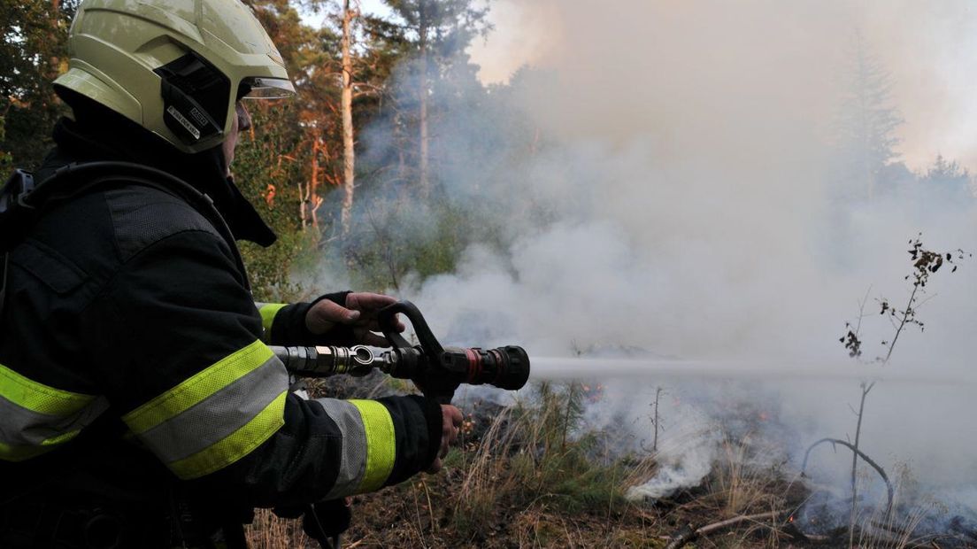 Verschillende brandweerposten wisten samen het vuur in de bossen bij Appelscha te blussen (Rechten: De Vries Media)