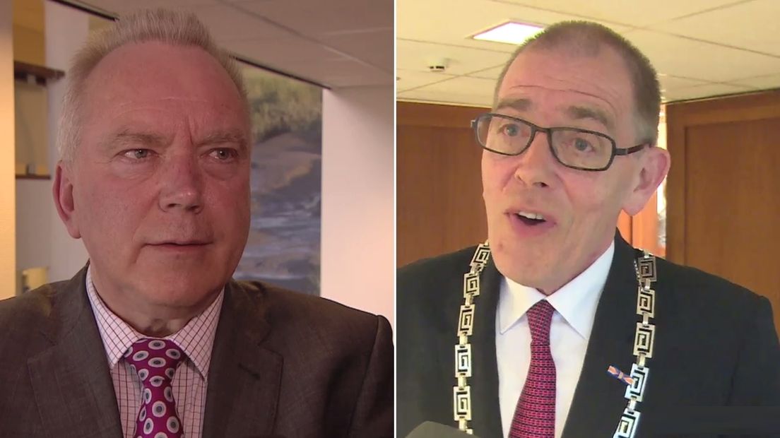 Links oud-burgemeester Jan Huisman, rechts waarnemend burgemeester Piet Zoon.