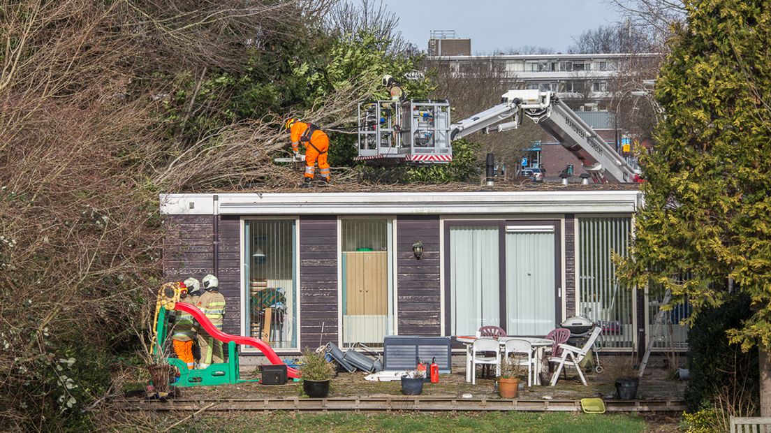 In Mijdrecht viel een boom op een bungalow