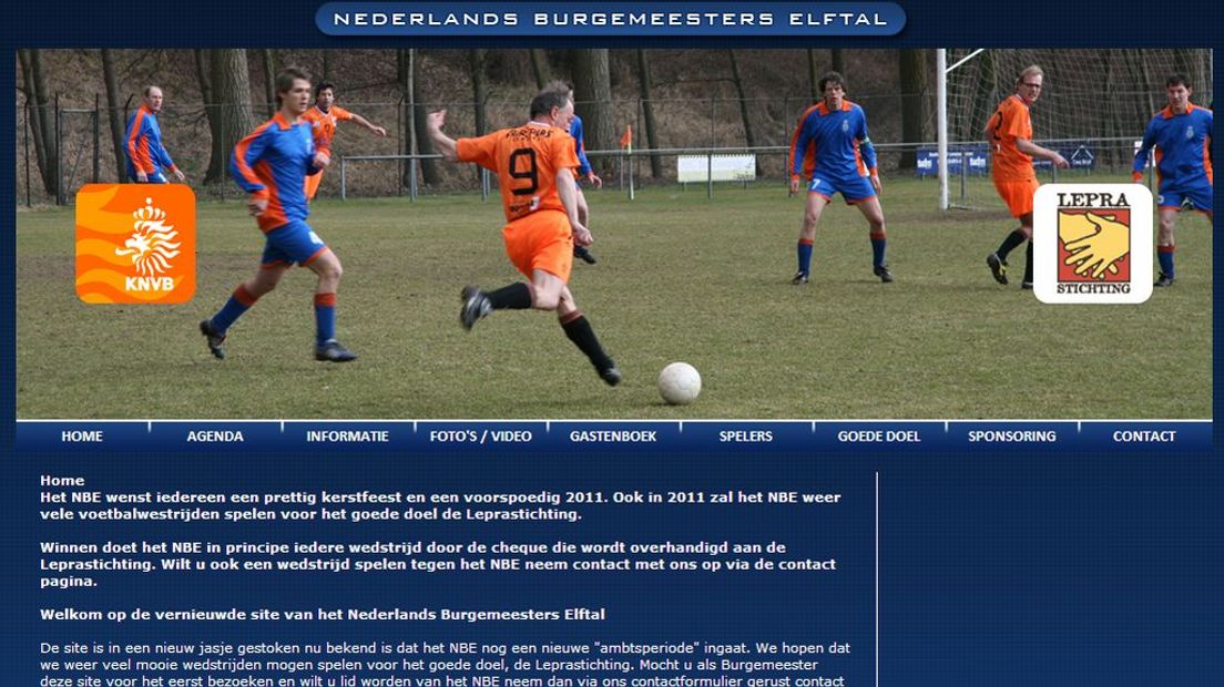 Screenshot www.nederlands-burgemeesterselftal.nl