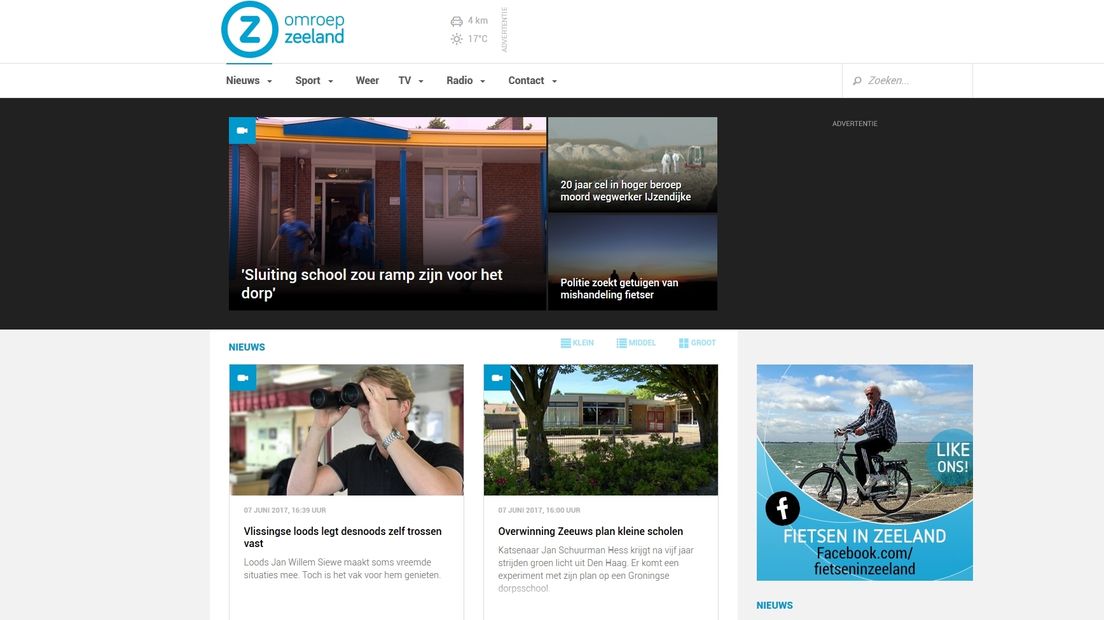 De nieuwe website van Omroep Zeeland