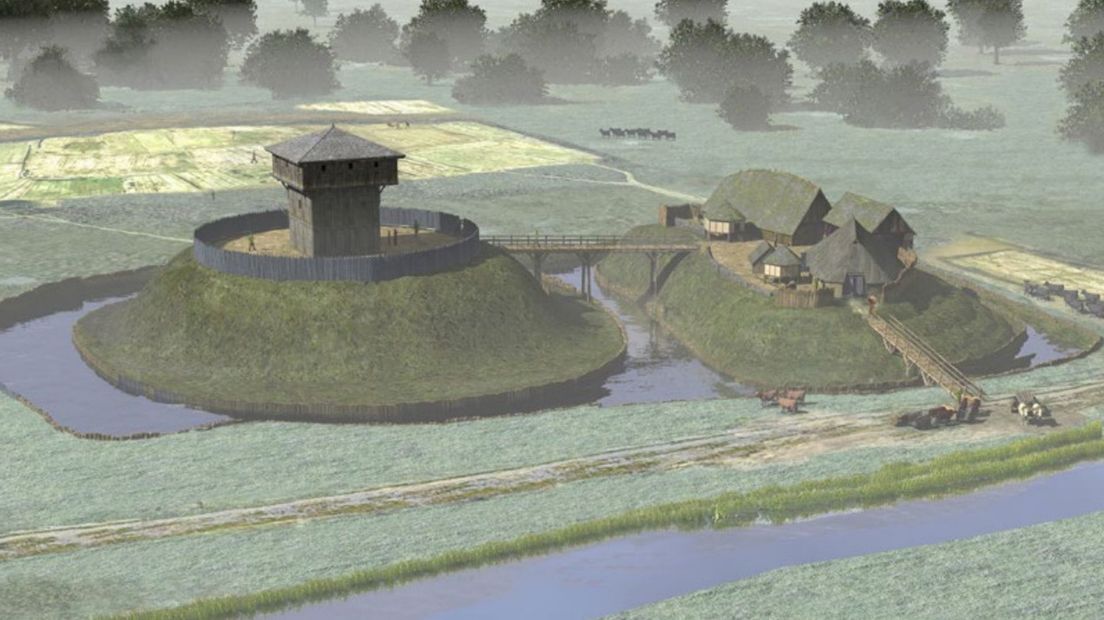 Zo zag het kasteel De Klinkenberg er rond het jaar 1250 uit