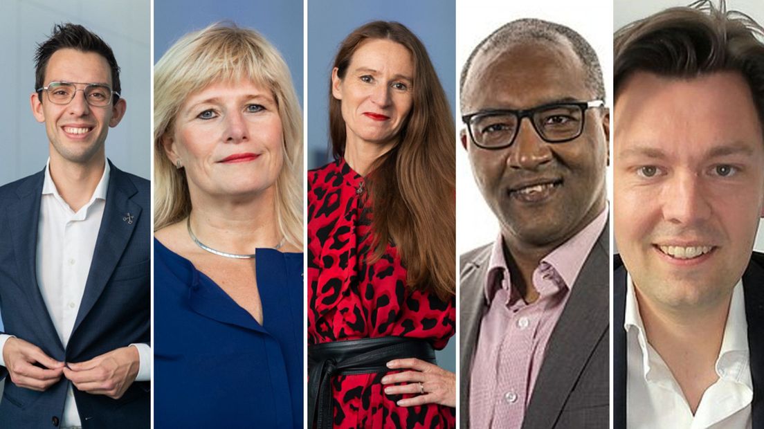 V.l.n.r.: Ashley North, Yvonne van Delft, Fleur Spijker, Abdelhaq Jermoumi, Julius Terpstra