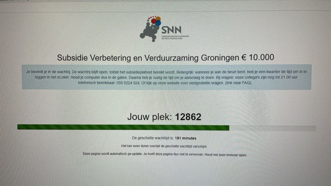 Een soortgelijke boodschap zagen veel Groningers op hun beeldscherm