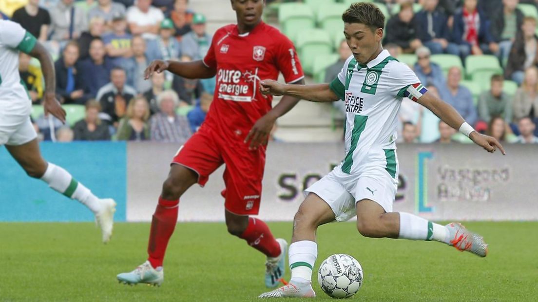 Ritsu Doan tijdens zijn laatste wedstrijd in het shirt van FC Groningen