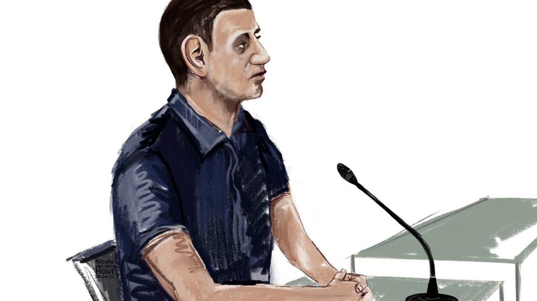 Rechtbanktekening van Tarik O. in de rechtbank van Utrecht.