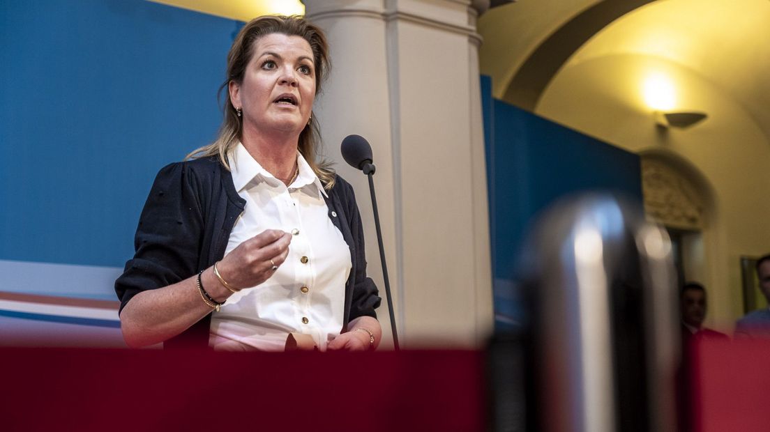 Minister Christianne van der Wal staat de pers te woord over de boerenprotesten