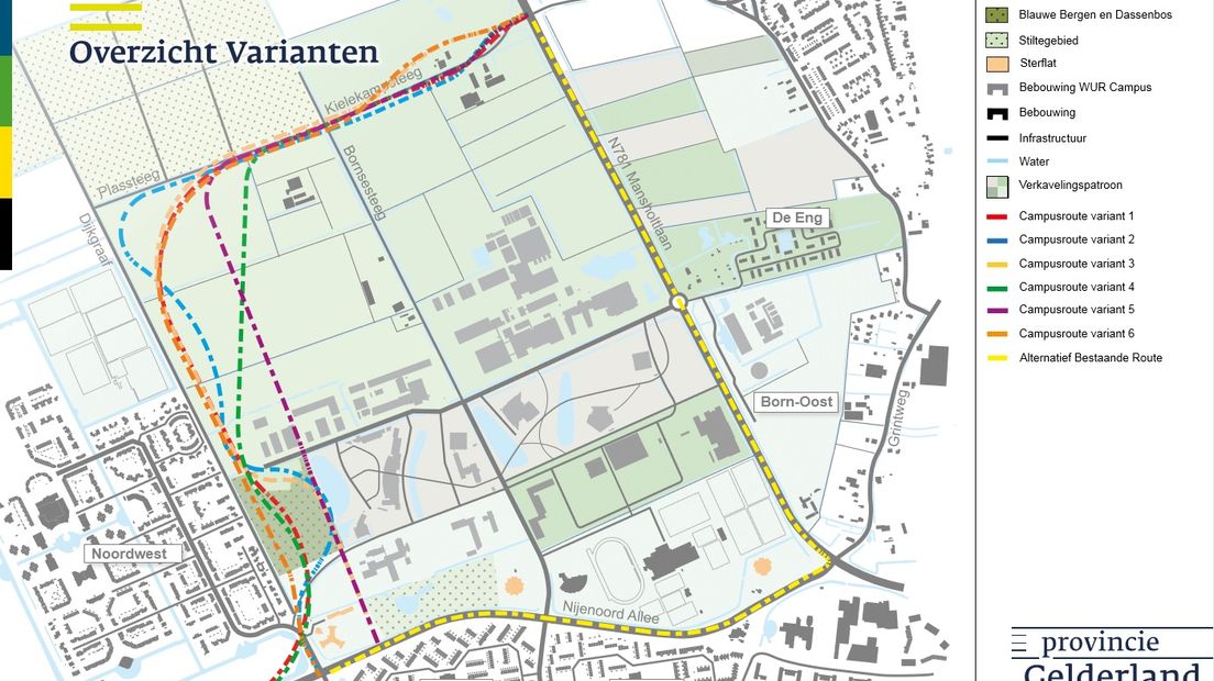Overzicht varianten Beter Bereikbaar Wageningen.