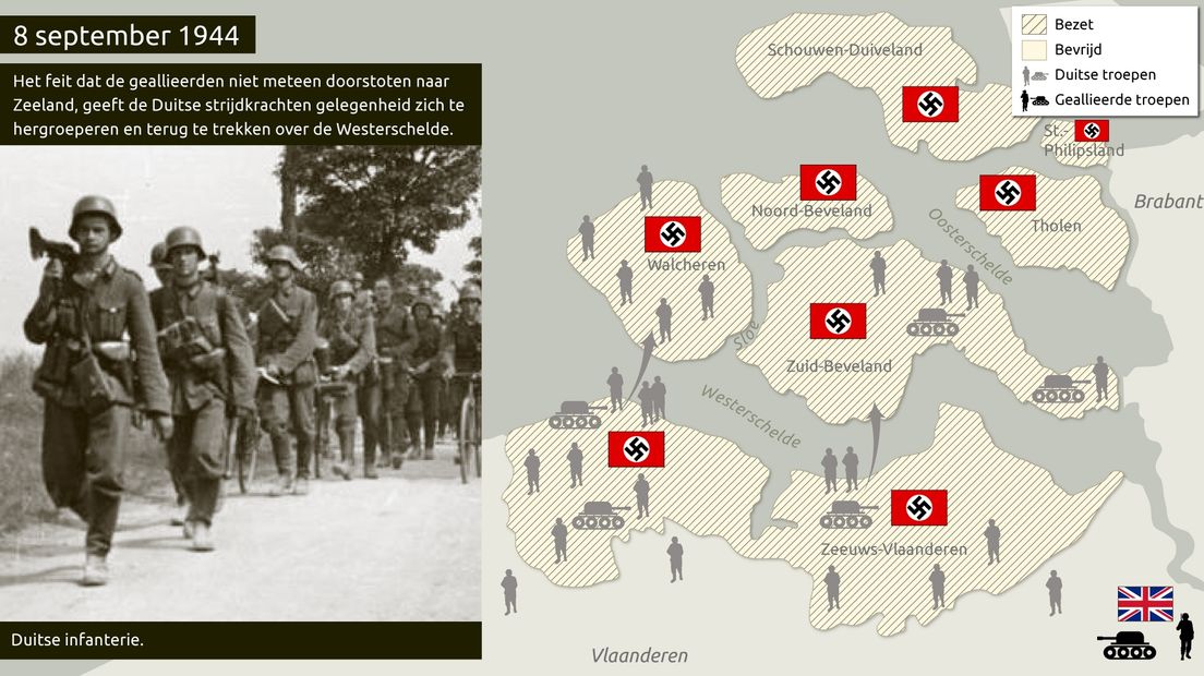 De Nazi-Duitsers hebben zich op allerlei plekken ingegraven