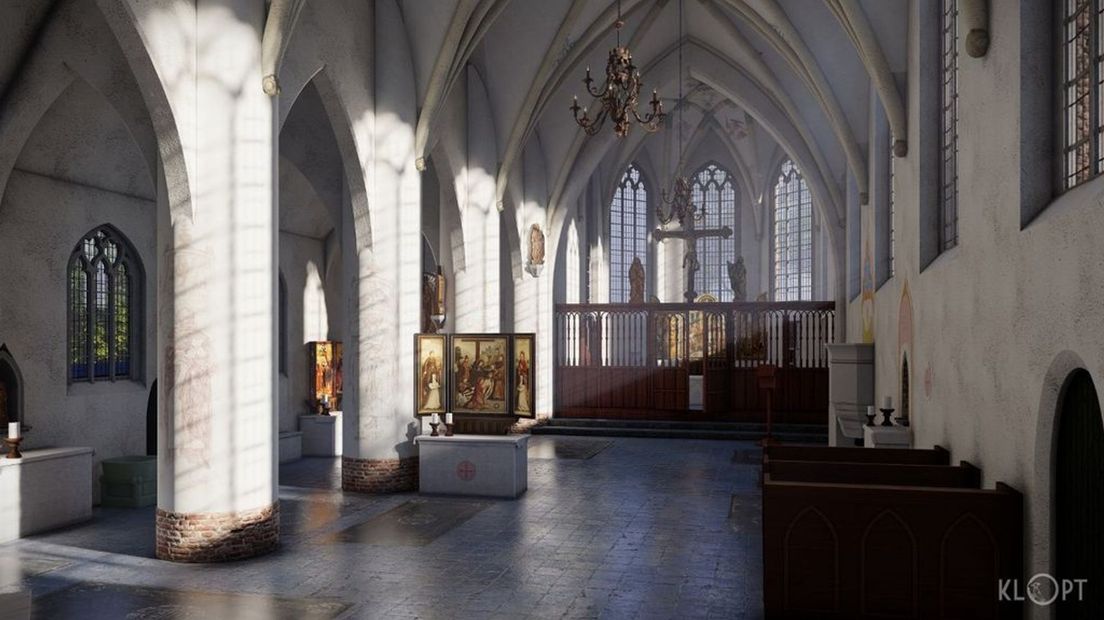Interieur van de Oude Mariakerk in Apeldoorn.