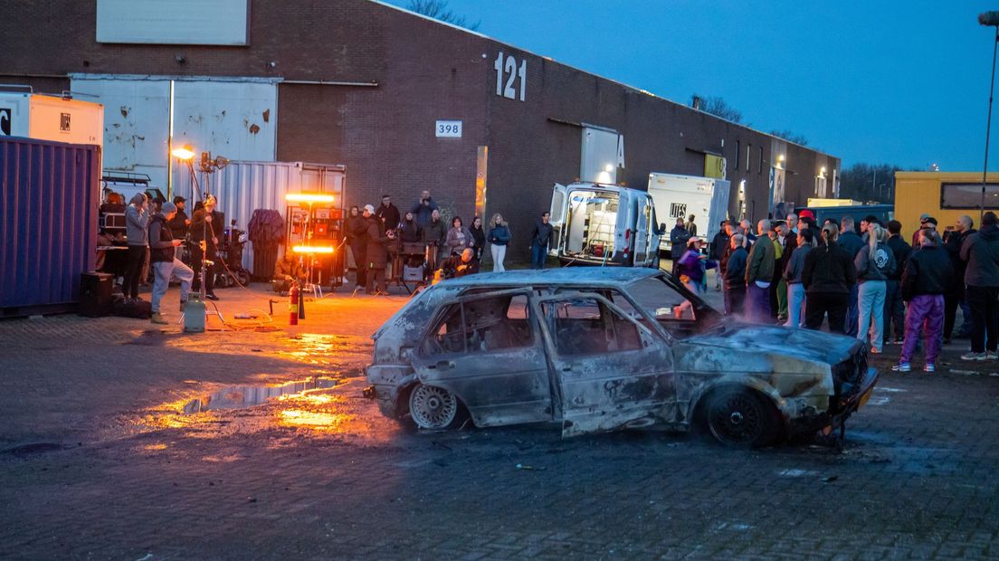 Rotterdam Gabbers Movie Scene Interrupted as Firefighters Tackle Car Blaze in Schiedam