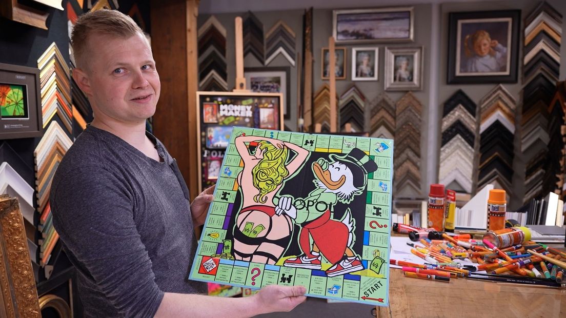 Daniel Sloots met z'n Disney-kunst