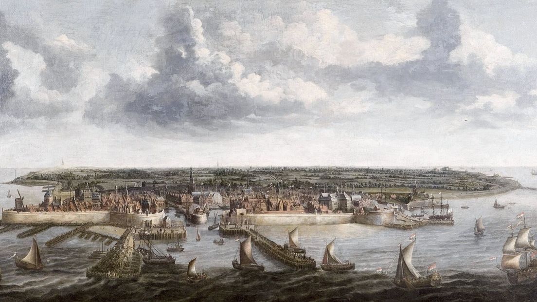 Het schilderij Vlissingen vanuit zee van Petrus Segaers (1669)