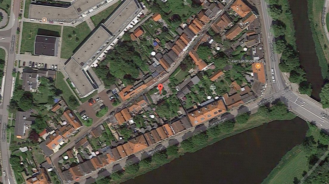Satellietfoto van de Portugees-Joodse begraafplaats in Middelburg