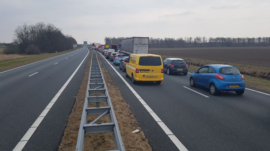 Het verkeer staat vast