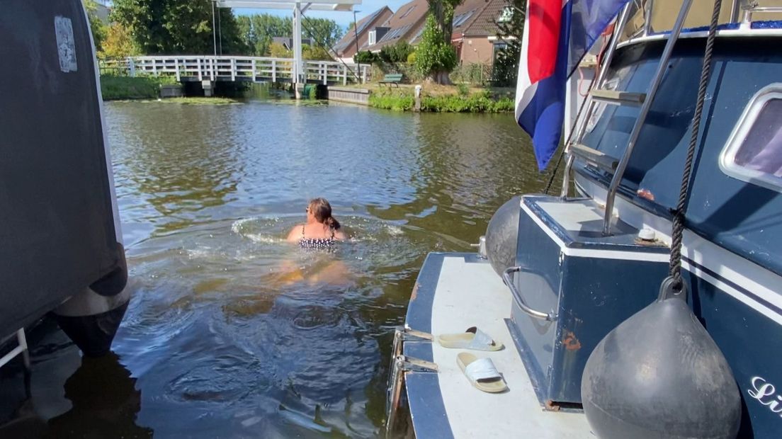 Olga vindt het heerlijk om te zwemmen in de haven van Leidschendam