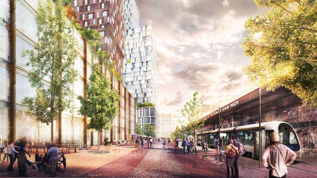 Eerste ontwerp voor de woontorens op de plek van het ministerie van Sociale Zaken