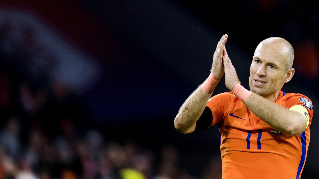 Robben tijdens zijn afscheid als international