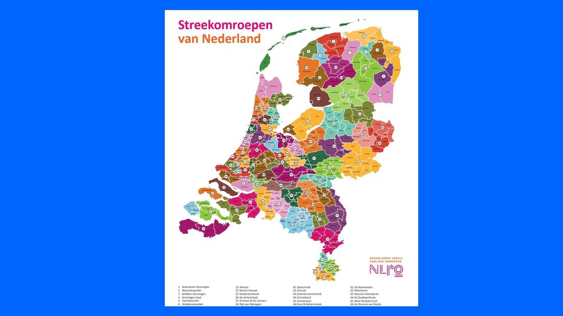 De verdeling van streekomroepen