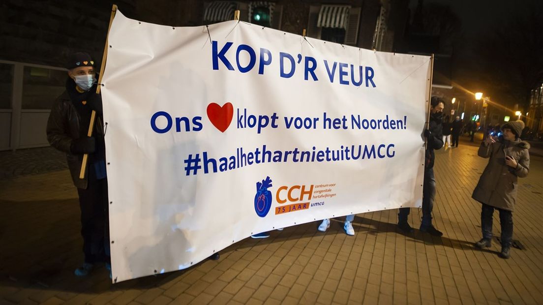 Protestactie tegen de sluiting van de kinderhartchirurgie in Groningen