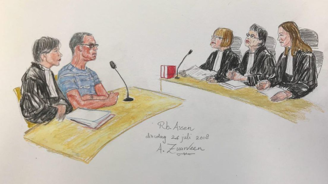 De 52-jarige Elimmer in de rechtszaak (tekening: Annet Zuurveen)