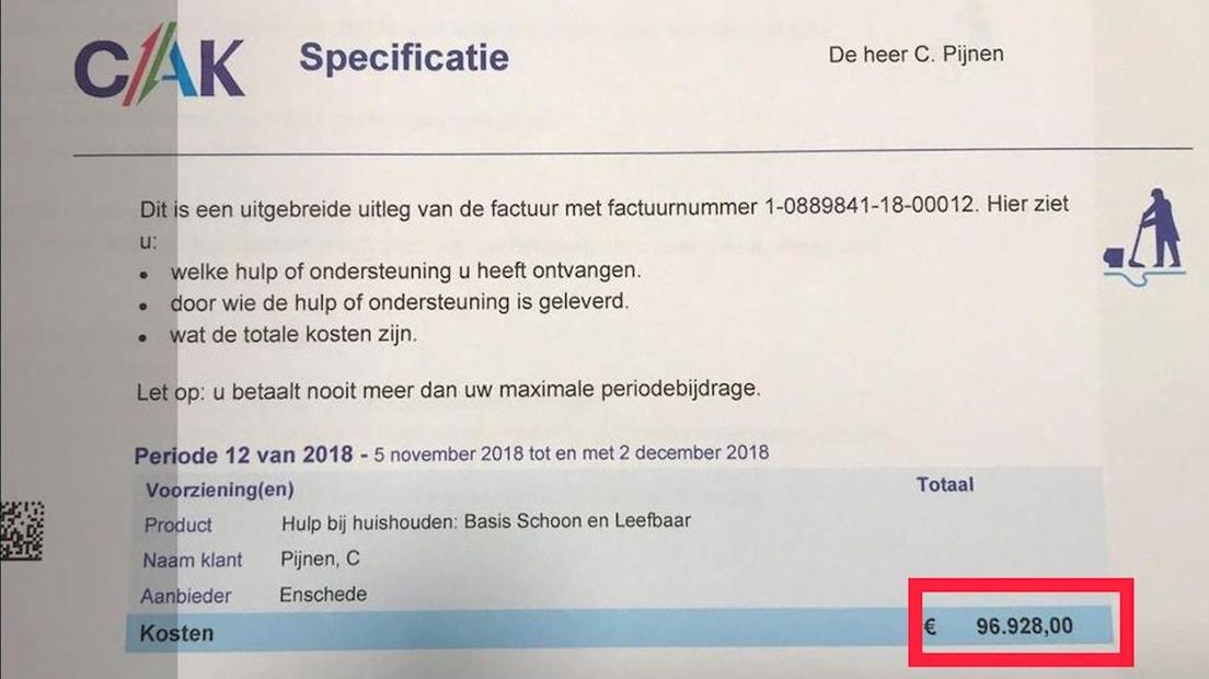Kleinzoon Noud plaatste de rekening op Twitter