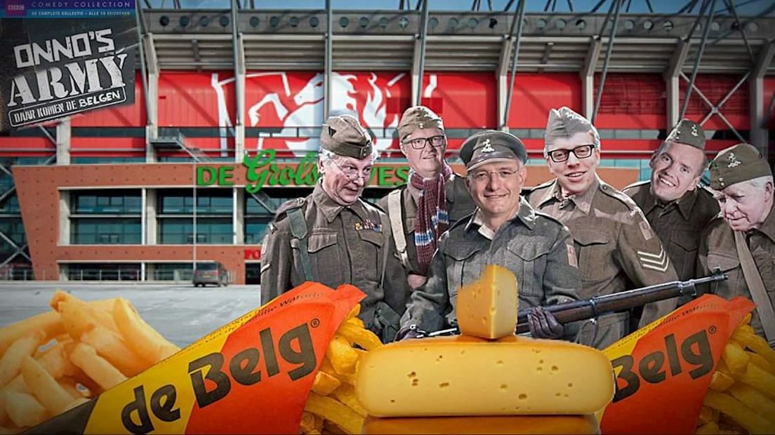 De voetbalsupporters zijn creatief bezig