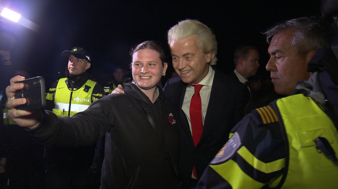 Er waren veel mensen die vooral kwamen voor een selfie met Wilders