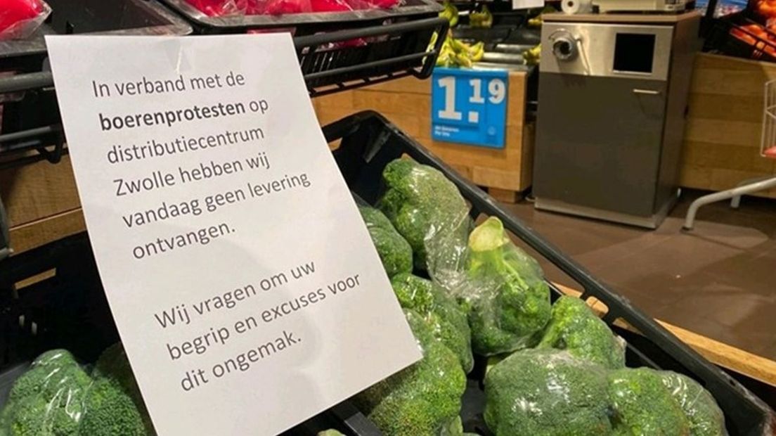 Door het boerenprotest in Zwolle lagen er minder producten in de schrappen