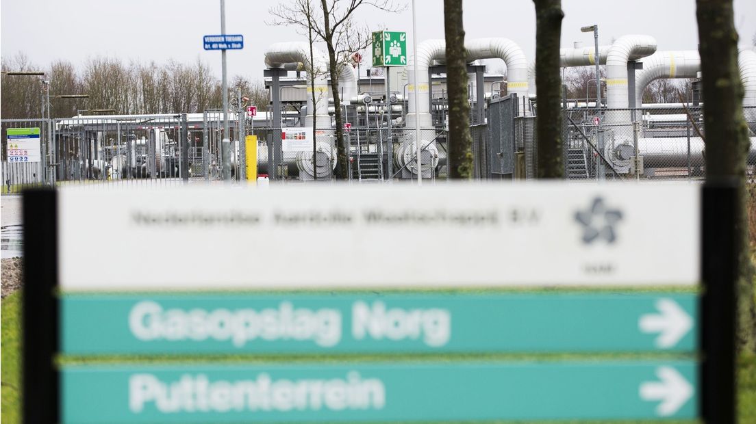 De gasopslag van de NAM bij Norg