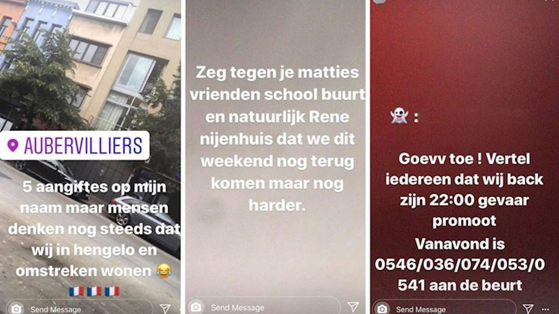Voorbeeld van berichten van de Snapchatbelager